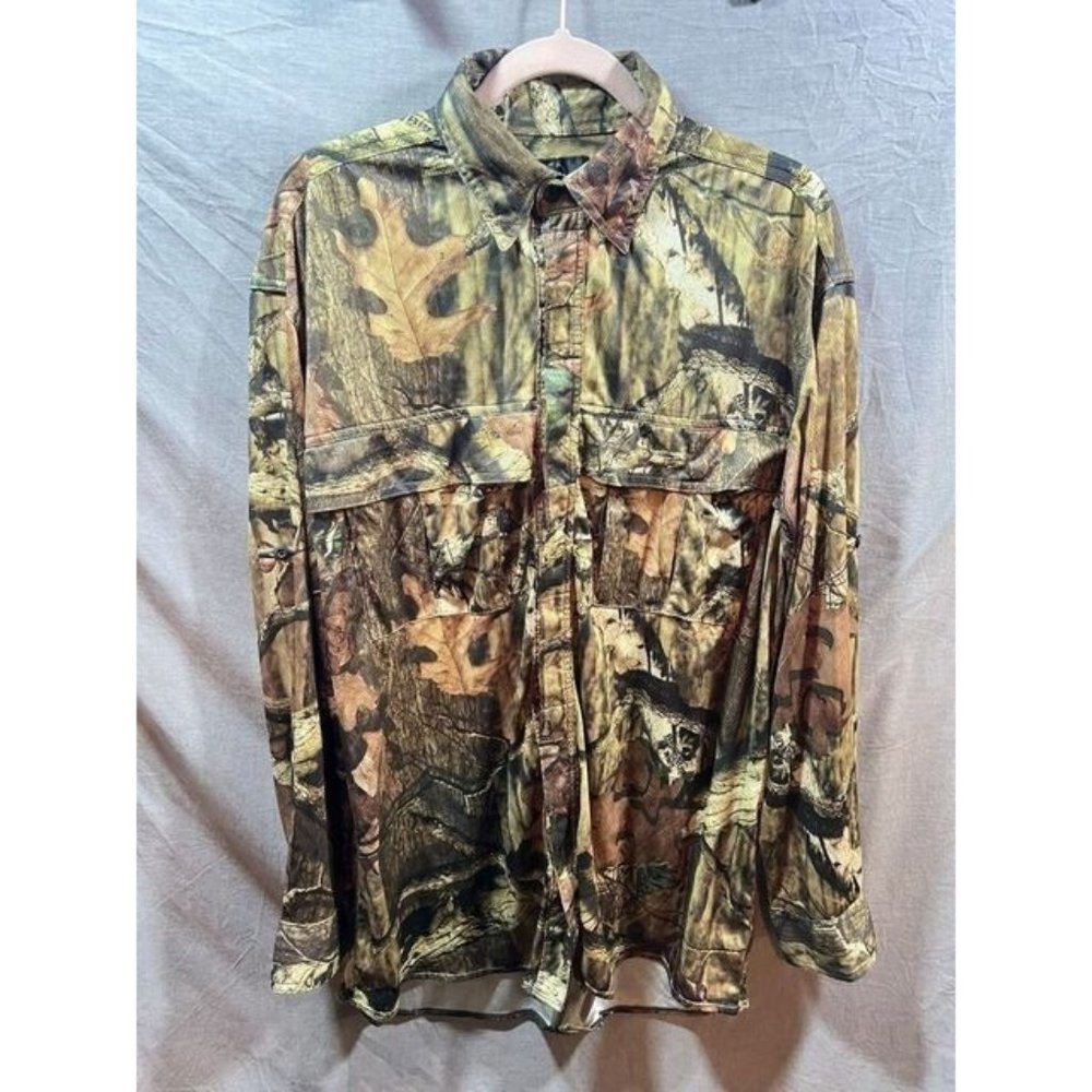 Red Head Button Up Shirt Adult Large Brown Camouflage Long Sleeve Casual Mens.